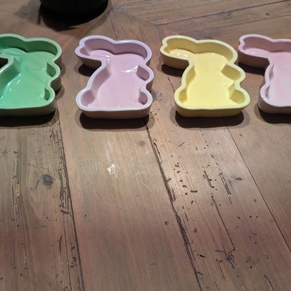 Colorful Bunny Shaped Plates Set